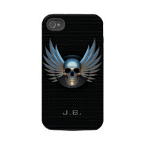 Caso con alas azul del iPhone 4 del cráneo Tough Iphone 4 Cobertura