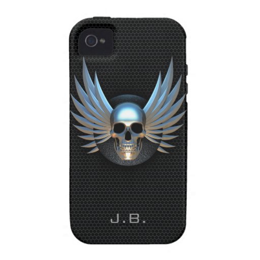 Caso con alas azul del iPhone 4 del cráneo iPhone 4 Funda