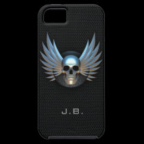 Caso con alas azul del iPhone 5 del cráneo cárcasas casemate
