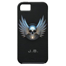 Caso con alas azul del iPhone 5 del cráneo iPhone 5 Case-Mate Cobertura