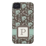Caso con monograma del iPhone 4 del damasco de Bro Case-Mate iPhone 4 Carcasas