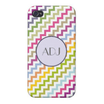 Caso con monograma diagonal del iPhone 4 de Chevro iPhone 4 Funda