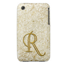 Caso de encargo del iphone del monograma del oro iPhone 3 carcasas