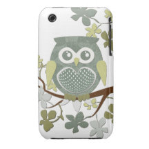 Caso del búho del árbol de la polca iPhone 3 Case-Mate cobertura