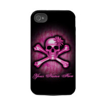 Caso del cromo del iPhone rosado 4 del cráneo y de Tough Iphone 4 Protectores