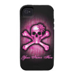Caso del cromo del iPhone rosado 4 del cráneo y de Vibe iPhone 4 Fundas