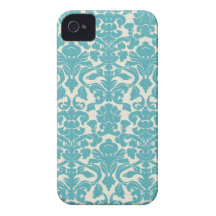 Caso del iPhone 4 del damasco de la aguamarina Case-Mate iPhone 4 Carcasa