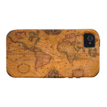 Caso del iPhone 4 del mapa del mundo del oro viejo Case-Mate iPhone 4 Carcasa