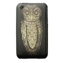 caso del iPhone - búho del metal en un fondo negro iPhone 3 Case-Mate Funda