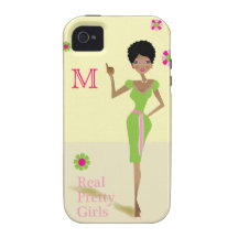 Caso del iPhone cinco del verde del rosa de la vid iPhone 4/4S Funda