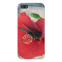 caso del iPhone con la mariposa y la flor roja iPhone 5 Coberturas
