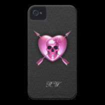 Caso del iPhone rosado 4/4s del corazón y del crán cárcasas casemate