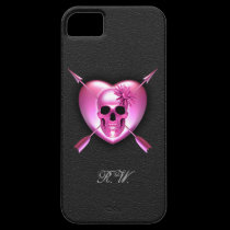 Caso del iPhone rosado 5 del corazón y del cráneo cárcasas casemate