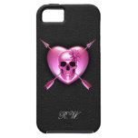 Caso del iPhone rosado 5 del corazón y del cráneo iPhone 5 Coberturas