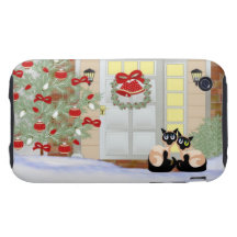 caso del navidad del gato siamés del iPhone 3G/3GS iPhone 3 Tough Cárcasas