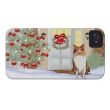 caso del navidad del perrito del iPhone 4/4S iPhone 4 Case-Mate Coberturas