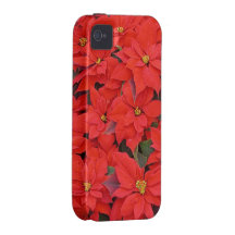 Caso duro del iPhone 4 de los Poinsettias rojos iPhone 4 Funda