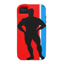 Caso duro del iPhone 4 del rojo azul del Bodybuild Vibe iPhone 4 Carcasa