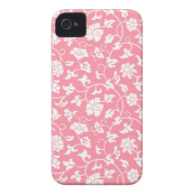 Caso floral rosado del iPhone 4/4S del damasco iPhone 4 Case-Mate Protectores