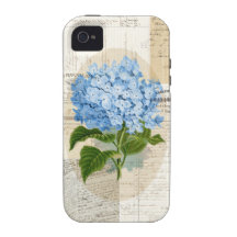 Caso francés de las Ephemeras del Hydrangea azul d iPhone 4 Carcasa
