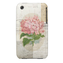 Caso francés de las Ephemeras del Hydrangea rosado Case-Mate iPhone 3 Carcasas
