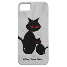Caso personal del iPhone 5 del gato negro iPhone 5 Fundas