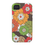Caso retro del iphone del estampado de flores de l vibe iPhone 4 funda
