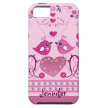 Caso romántico del iPhone 5 con los pájaros y nomb iPhone 5 Case-Mate Protector