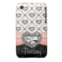 Caso rosado Co del iPhone 3 del diamante artificia Case-Mate iPhone 3 Fundas