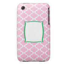 caso rosado del iPhone 3/3GS Quatrefoil Barely The iPhone 3 Cárcasa