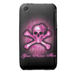 Caso rosado del iPhone 3 del cráneo del cromo iPhone 3 Case-Mate Cobertura