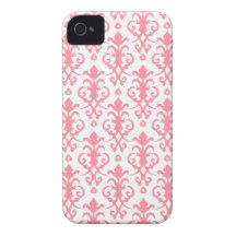 Caso rosado del iPhone 4/4S del damasco iPhone 4 Case-Mate Coberturas
