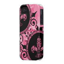 Casos rosados del iPhone de la flor de lis Vibe iPhone 4 Funda