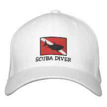 Casquillo bordado bandera del tiburón del buceador gorras bordadas
