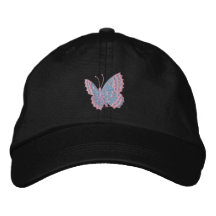 Casquillo de Emboirdered de la mariposa del azul d Gorras Bordadas