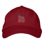Casquillo del arte: Flores del hibisco. Rojo gorras bordados