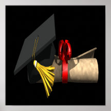 Casquillo y diploma de la graduación impresiones