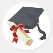 Casquillo y diploma de la graduación pegatina
