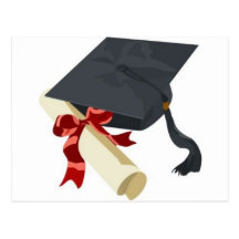 Casquillo y diploma de la graduación postales