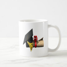 Casquillo y diploma de la graduación taza de café