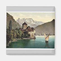 Castillo de Chillon, y abolladura du Midi, lago ge Imán Para Frigorífico