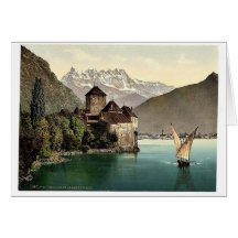 Castillo de Chillon, y abolladura du Midi, lago ge Tarjeta