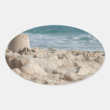 castillo de la arena pegatinas oval personalizadas