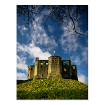 Castillo de Warkworth y postal de la ermita
