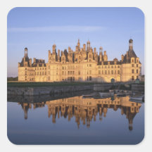 Castillo francés Chambord, el valle del Loira, Fra Calcomanía Cuadradas Personalizada