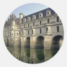 Castillo francés, Chenonceau, Indre/Loir, Francia Pegatina Redonda