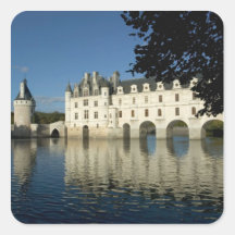 Castillo francés de Chenonceau, río Cher, Loir-et- Calcomanias Cuadradas