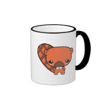 castor tonto lindo del kawaii taza