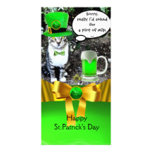 CAT DEL DÍA DE ST PATRICK, CERVEZA IRLANDESA VERDE TARJETAS FOTOGRÁFICAS 