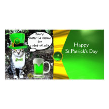 CAT DEL DÍA DE ST PATRICK, CERVEZA IRLANDESA VERDE TARJETAS PERSONALES
